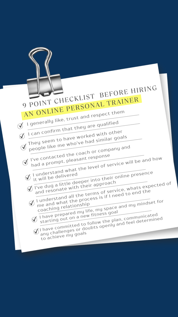 9 Point checklist before hiring an online personal trainer (1)